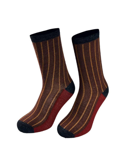 Women's Ribbed Color Block Socks C004 - Sol Alpaca